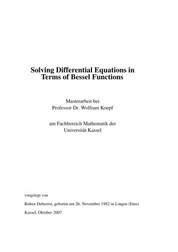 Solving Differential Equations in Terms of Bessel Functions