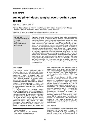 Amlodipine-induced gingival overgrowth: a case report - School of ...