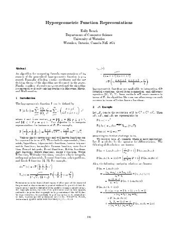 Hypergeometric Function Representations - Chapter 1 - Maple Bug ...