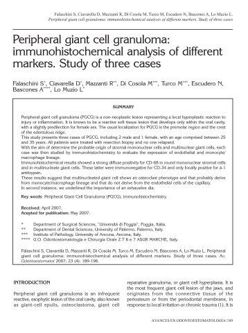 Peripheral giant cell granuloma: immunohistochemical analysis of ...