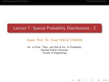 Lecture 7: Special Probability Distributions - 2