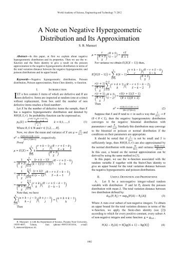 A Note on Negative Hypergeometric Distribution and Its Approximation