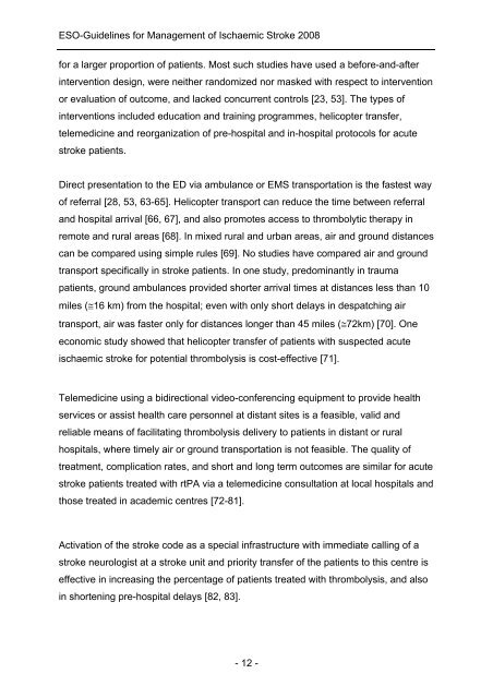 Guidelines for Management of Ischaemic Stroke 2008 - ESO