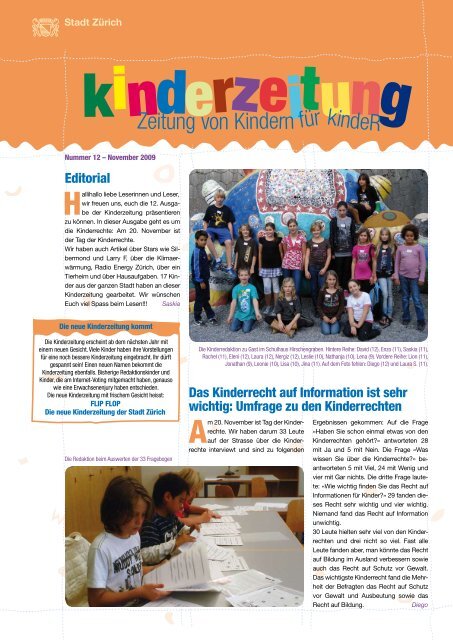 Kinderzeitung Nr. 12, November 2009 - Stadt Zürich