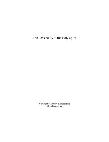 The Personality of the Holy Spirit - Didactic Ministries