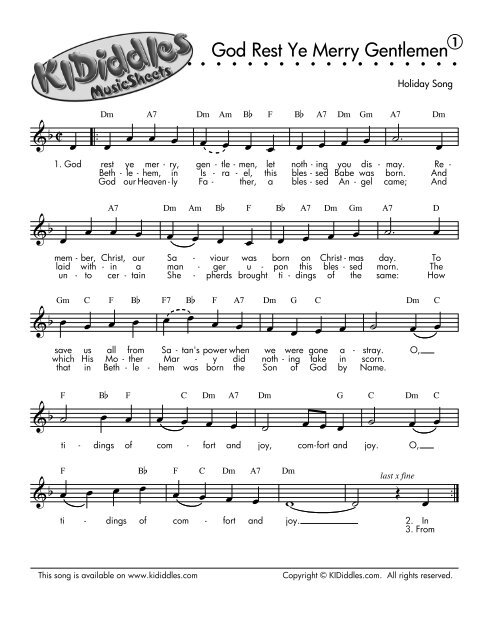 God Rest Ye Merry Gentlemen Sheet Music Kididdles