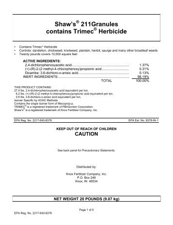 Shaw's 211Granules contains Trimec Herbicide - KellySolutions.com