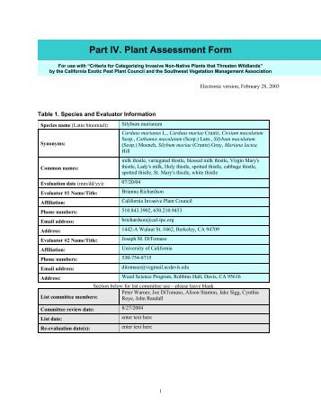California Invasive Plant Inventory Assessment Form (pdf) - Cal-IPC