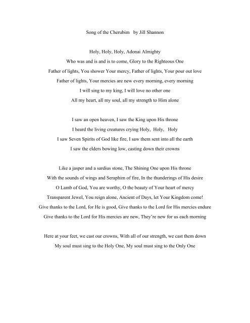 Song of the Cherubim by Jill Shannon Holy, Holy, Holy, Adonai ...