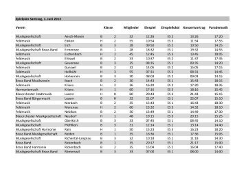 Spielplan Kantonaler Musiktag Hildisrieden