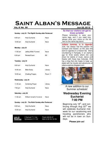Saint Alban's Message - St. Alban's Episcopal Church