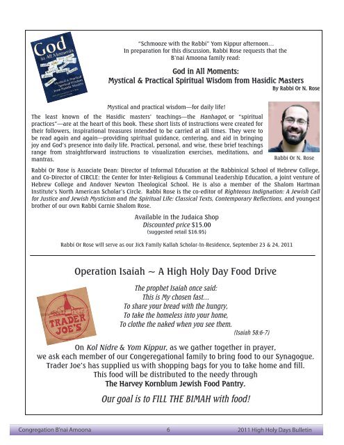 Shanah Tovah 2011 â€“ 5772 High Holy Days Bulletin