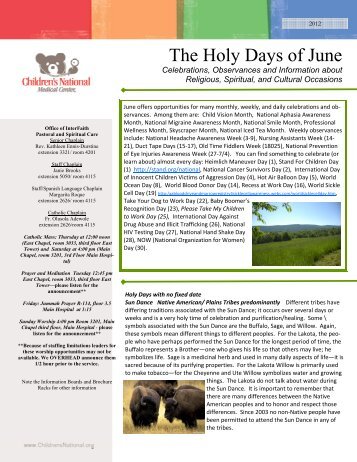 Holy Days, Celebrations, and Observances of June 2012.pub