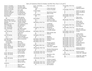 Index of Communion Chants for Sundays and Holy Days (Years A, B ...