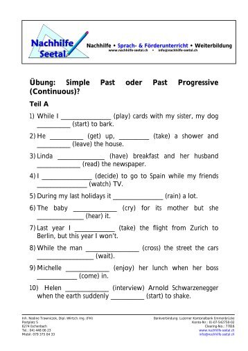 Simple Past oder Past Progressive - Nachhilfe Seetal ...