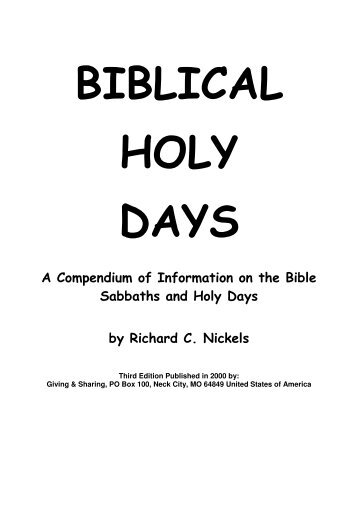 BIBLICAL HOLY DAYS by RC Nickels.pdf - friendsofsabbath.org