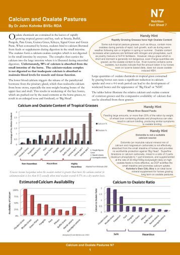 Calcium and Oxalate Pastures - Kohnke's Own