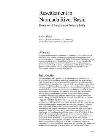 Resettlement in Narmada River Basin - Housing Development ...
