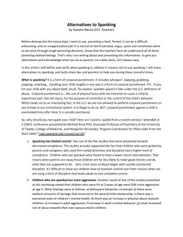 Alternatives to Spanking