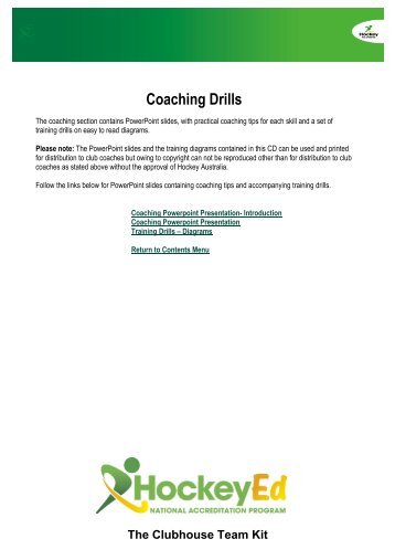 Coaching Drills and Diagrams - Hockey Australia