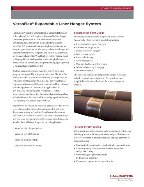 VersaFlex® Expandable Liner Hanger System - Halliburton