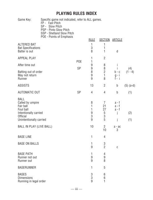 PONY Girls Softball Rules - Pony Baseball and Softball