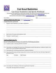 Cub Scout Badminton Worksheet - Merit Badge Research Center