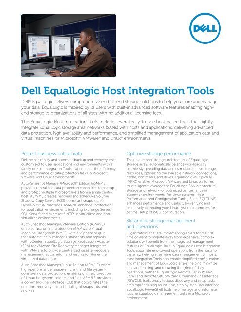 Dell EqualLogic Host Integration Tools