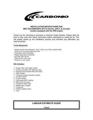 MK3 VR6 and Corrado Installation Instructions - APR