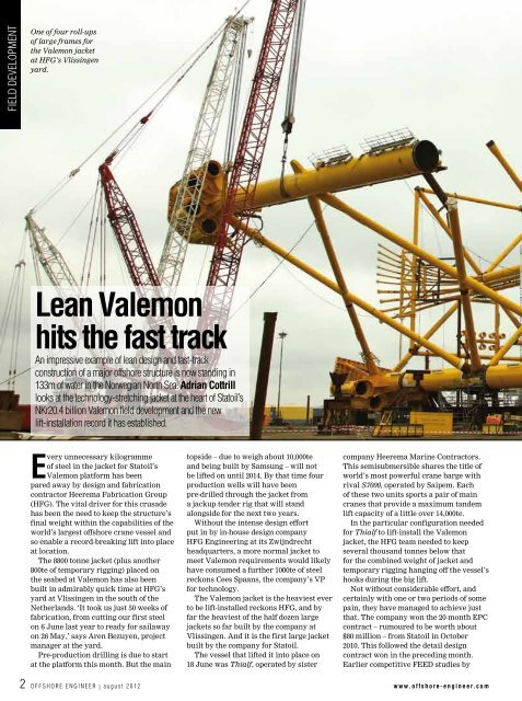 Valemon Rig Lean Valemon hits the fast track - Heerema Fabrication Group ...