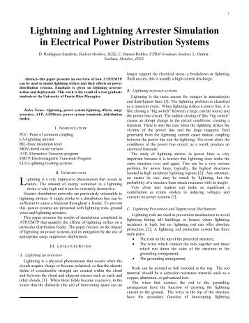 Lightning and Lightning Arrester Simulation in Electrical Power - Uprm