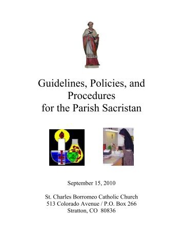 Guidelines, Policies, and Procedures for the Parish Sacristan