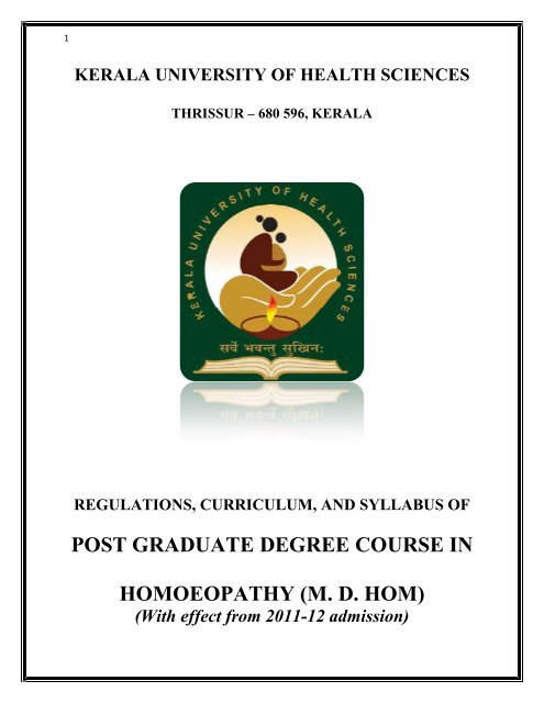 KUHS – Kerala University of Health Sciences – MD (Hom - Similima