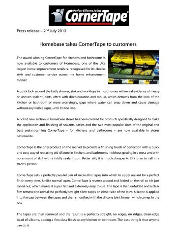 Homebase takes CornerTape to customers - Bubblepr.co.uk