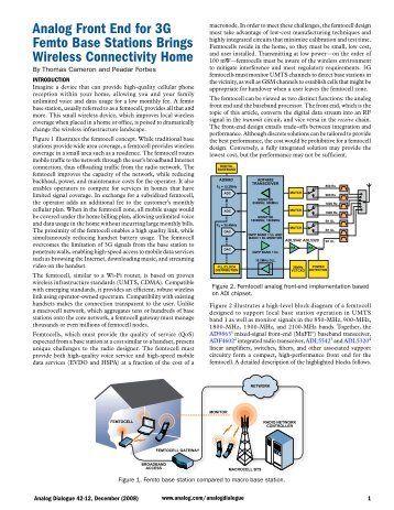 Analog Front End for 3G Femto Base Stations ... - Analog Devices