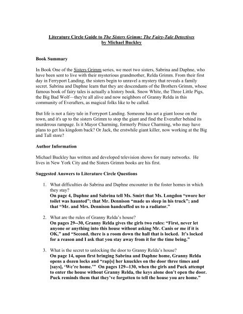 Literature Circle Guide to The Sisters Grimm: The Fairy ... - Scholastic