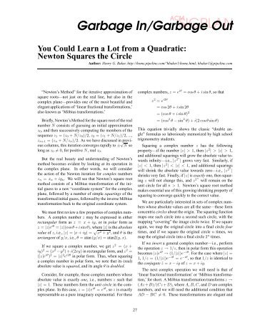 You Could Learn a Lot from a Quadratic: Newton Squares the Circle