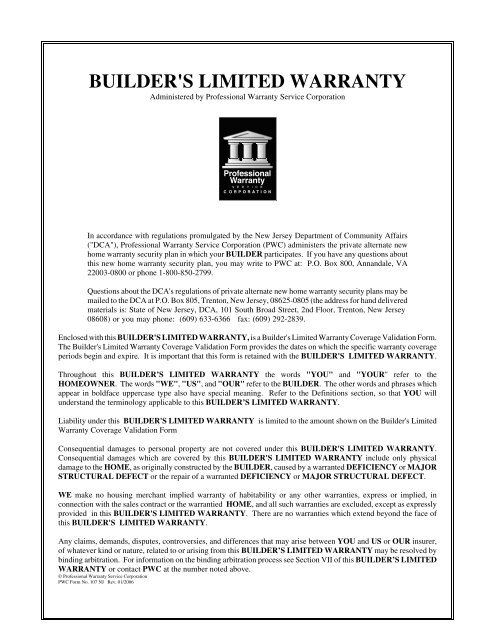 210 Builders Warranty