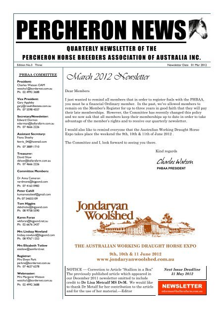 to view the newsletter - Percheron Horse Breeders Association of ...