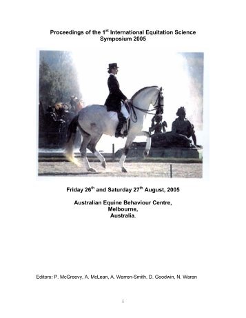 Proceedings of the 1st International Equitation Science Symposium ...