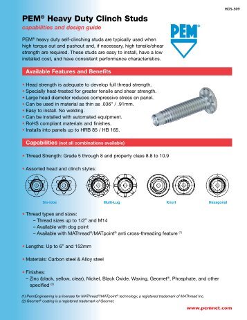 PEM® Heavy Duty Clinch Studs - PennEngineering