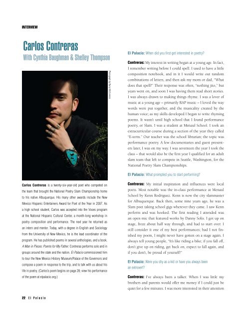 Interview with Carlos Contreras - El Palacio Magazine