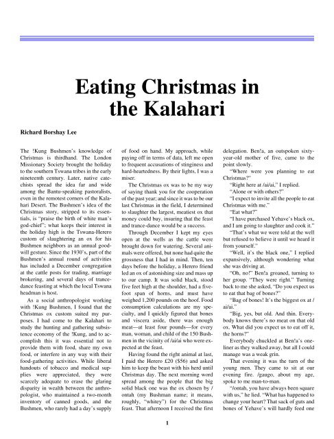 Eating Christmas in the Kalahari