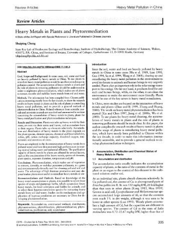 Heavy metals in plants and phytoremediation