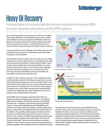 Heavy Oil Recovery Product Sheet - Schlumberger