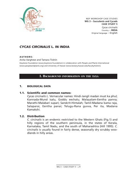 CYCAS CIRCINALIS L. IN INDIA - Conabio