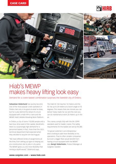 Hiab's MEWP makes heavy lifting look easy - Cargotec