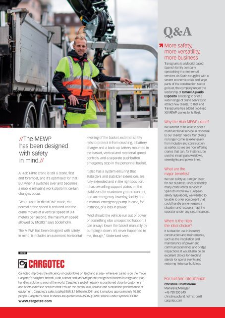 Hiab's MEWP makes heavy lifting look easy - Cargotec