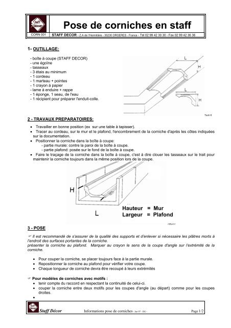 Pose de corniches en staff