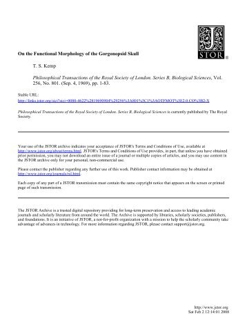 On the Functional Morphology of the Gorgonopsid Skull T. S. Kemp ...